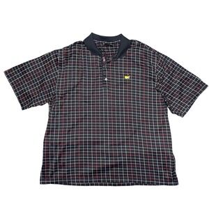 Bobby Jones Masters Tournament Golf Polo Shirt Mens XL Black Windowpane Cotton